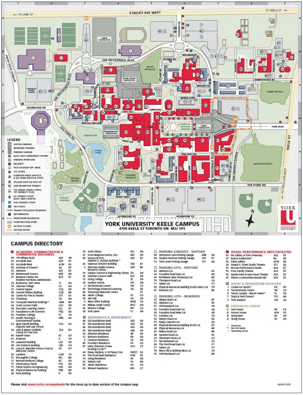 Mapa De La York University - Universitat De York Plànol Del Campus (Canadà)